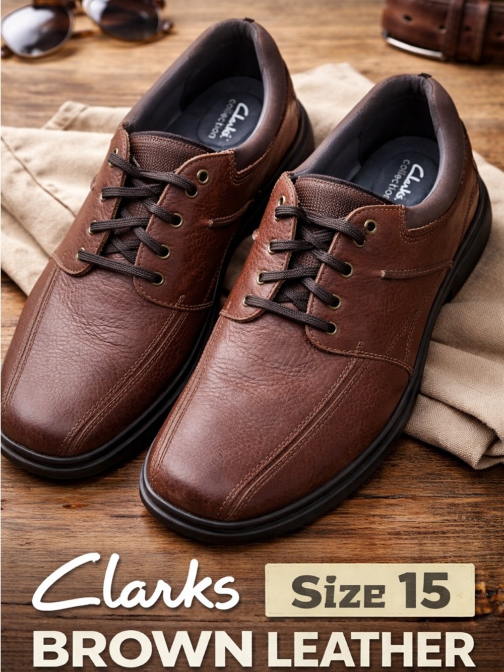 Clarks Men's Dark Brown Leather Lace-Up Oxfords
